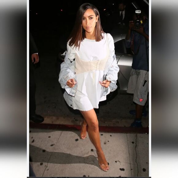 EGO Women's NWT 11 Clear Perspex Strappy Nude 3 Inch Block Heel Sandals Shoes - Picture 9 of 12